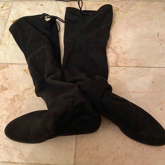 Charles David Thigh High Black Leather Boots Size 11 New | eBay Over the knee Charles and Davide boots